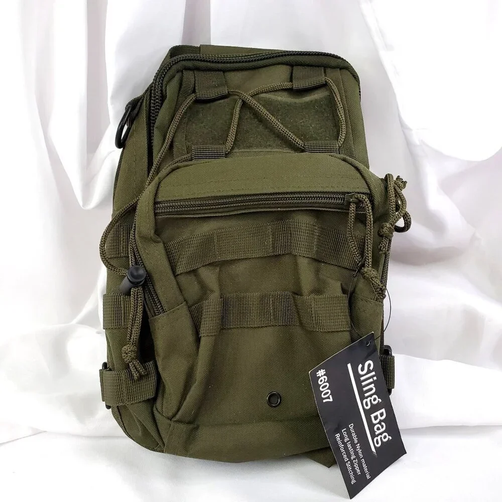 Tactical Olive Green Sling Bag With Concealment Pocket Adjustable Strap NEW